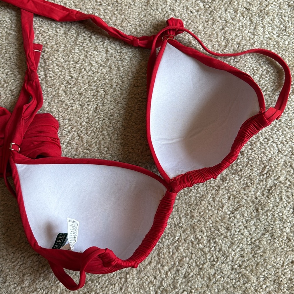 Lauren Ralph Lauren Red Swimwear bikini swim bathing suit size 14 - Picture 7 of 8